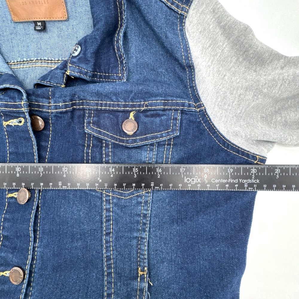 BBJ Los Angeles Jacket Womens M Gray Denim Trucker Button Front Stretch Casual - Picture 6 of 11